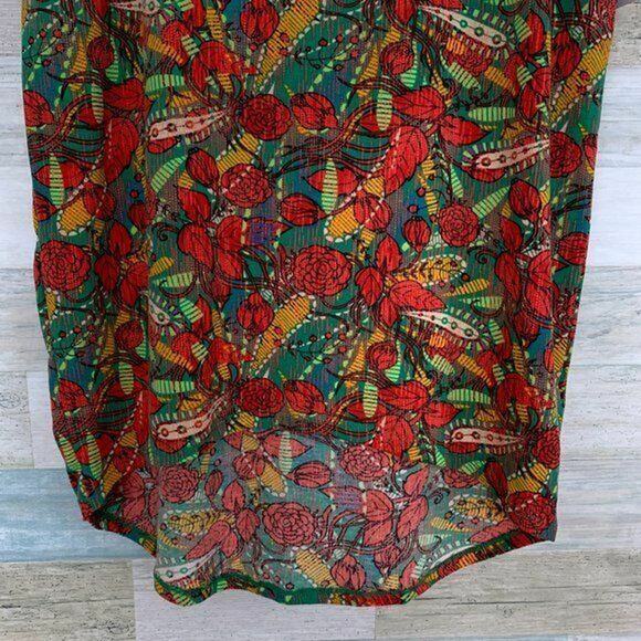 LuLaRoe Irma Tunic Top Red Green Floral Womens Size XXS 2XS NEW NWT - Picture 3 of 8